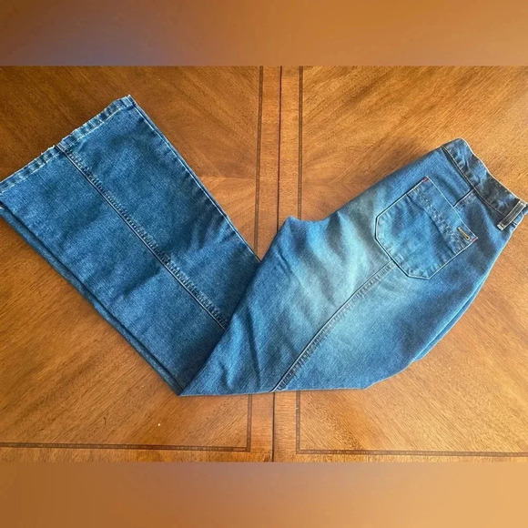Vintage Y2K Gloria Flare Wide Leg Bell High Rise Jeans Faded Wash Hippie 12 EUC - Picture 4 of 16